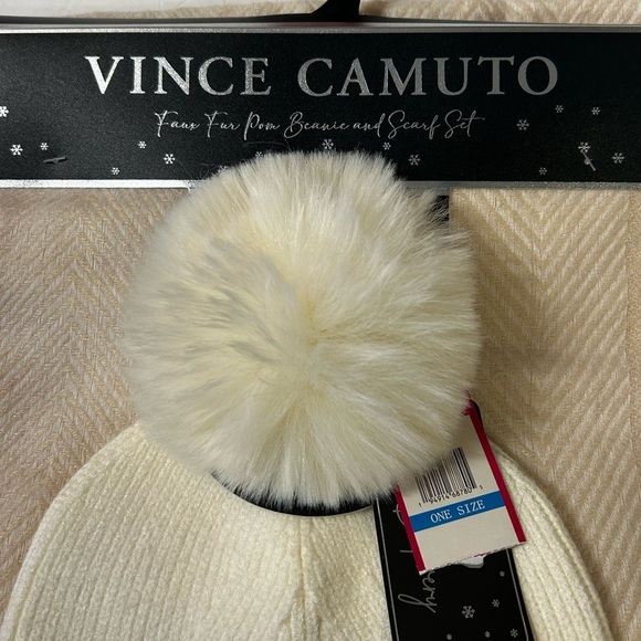 Vince Camuto Cream Beanie & Knit Scarf Set. NWT - Picture 2 of 4